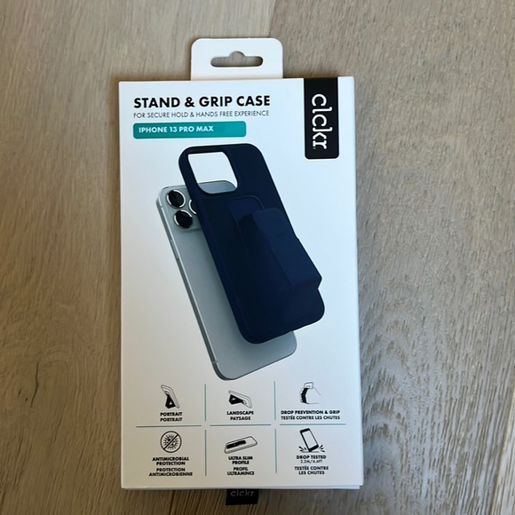 NWT iPhone13 Pro Max Stand & Grip Phone Case in navy blue - Picture 3 of 7